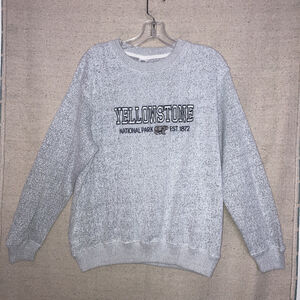 Vintage Yellowstone Esy Surf Bear National Park Gray Sweater Men’s Embroidered S